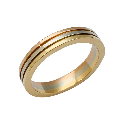 Bague 52 Alliance Cartier, "Vendôme Louis Cartier", trois ors. 58 Facettes 31331