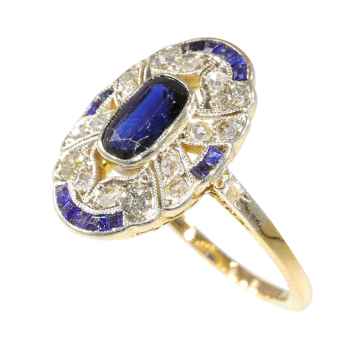 Bague 55 Bague de fiançailles Art Déco diamants Saphirs 58 Facettes 23263-0556
