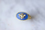 Bague Chevalière maçonnique aigle Russe à deux têtes en or et lapis-lazuli 58 Facettes