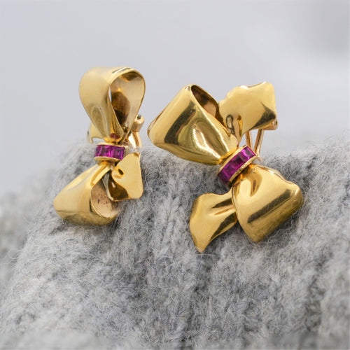 Boucles d'oreilles Clips d'oreilles rétro or rubis 58 Facettes 22-606