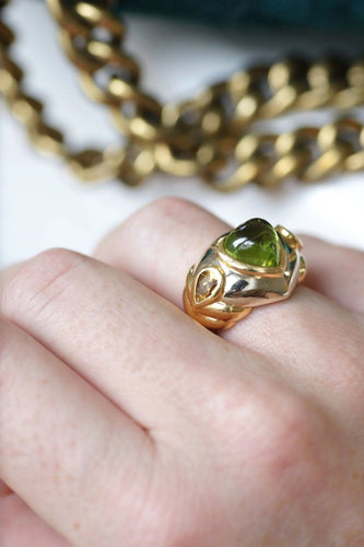 Bague Bague boule coeur péridot et citrines 58 Facettes