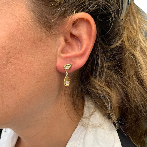 Boucles d'oreilles Boucles d'oreilles vintage Cartier, or jaune, diamants. 58 Facettes 31868