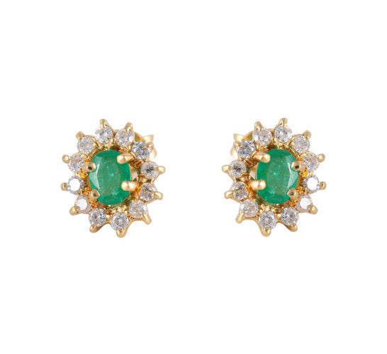 Boucles d'oreilles PUCES D'OREILLES DIAMANTS & EMERAUDES 58 Facettes BO/220139