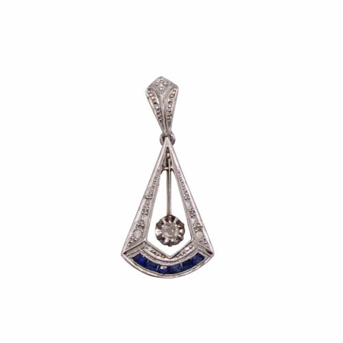 Pendentif Pendentif Art Déco motif pendule diamants et saphirs 58 Facettes