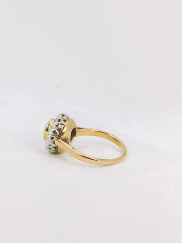 Bague 50 Bague Marguerite Or jaune Platine Diamants Saphir rond 58 Facettes J185