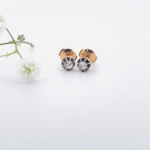 Boucles d'oreilles Clous d'oreilles en or jaune, diamants 58 Facettes