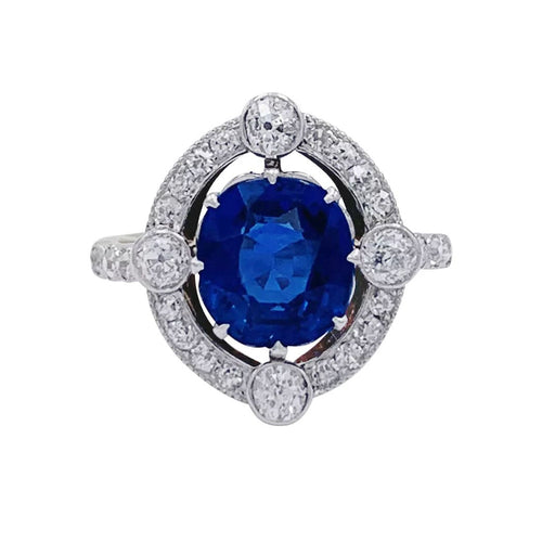 Bague 49 Bague années 1920, saphir Ceylan, diamants taille ancienne. 58 Facettes 32282