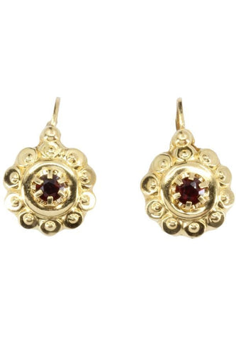 Boucles d'oreilles DORMEUSES ANCIENNES GRENAT 58 Facettes 054411