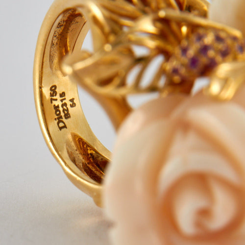 Bague 55 DIOR - Bague Pré Catelan Corail Saphirs Roses 58 Facettes FL245