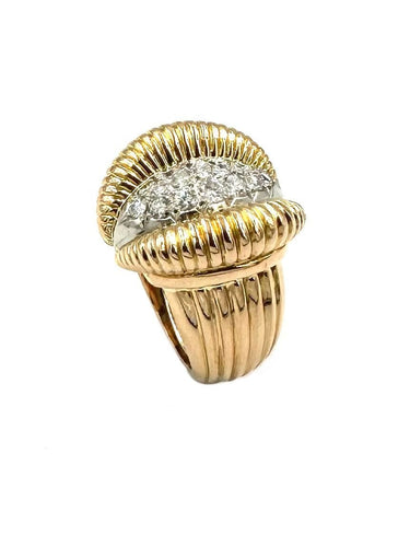 Bague 53 Bague Rétro 1950 or jaune, platine et diamants 58 Facettes