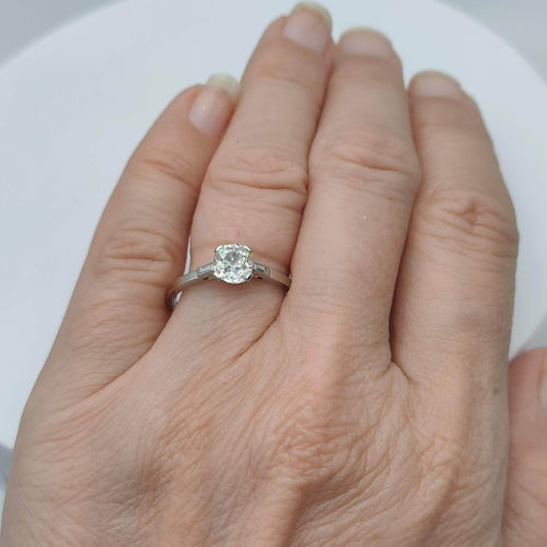 Bague 55 Bague solitaire diamant 0.88ct début XXème 58 Facettes