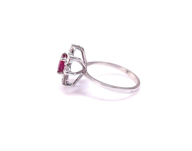 Bague Bague Marguerite rubis et diamants or blanc 58 Facettes RA-607/12