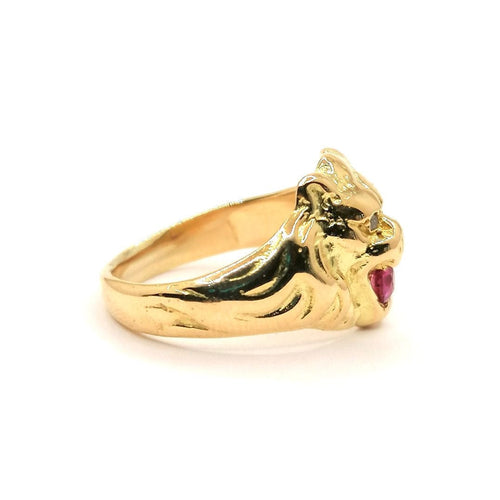 Bague Bague chevalière lion or jaune rubis 58 Facettes 2652