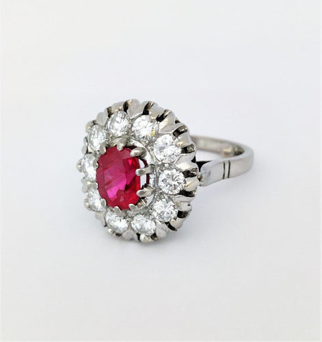 Bague 54 Bague marguerite or blanc rubis entourage diamants 58 Facettes 1-804/4