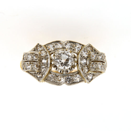 Bague Bague Art Déco, en Or jaune et saphirs blancs 58 Facettes 6507g