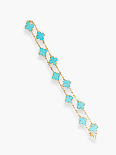 Collier Van Cleef & Arpels - Collier Alhambra en or jaune et turquoise 58 Facettes