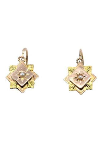 Boucles d'oreilles DORMEUSES ANCIENNES 2 ORS 58 Facettes 042161