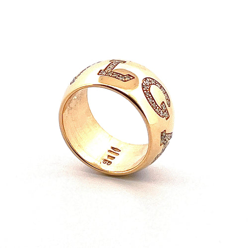 Bague Alliance Bvlgari monogramme diamants, or jaune 18 carats 58 Facettes