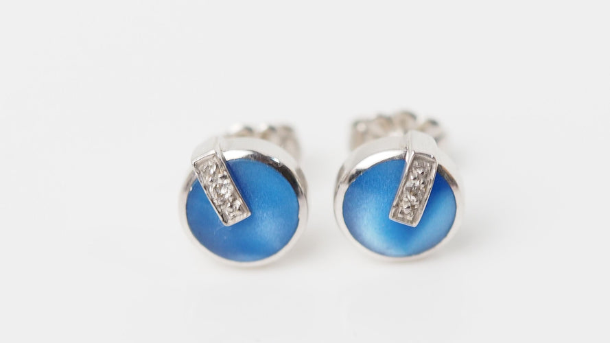 Boucles d'oreilles CLOZEAU - Boucles d'oreilles Or Résine bleue Diamant 58 Facettes clozeau