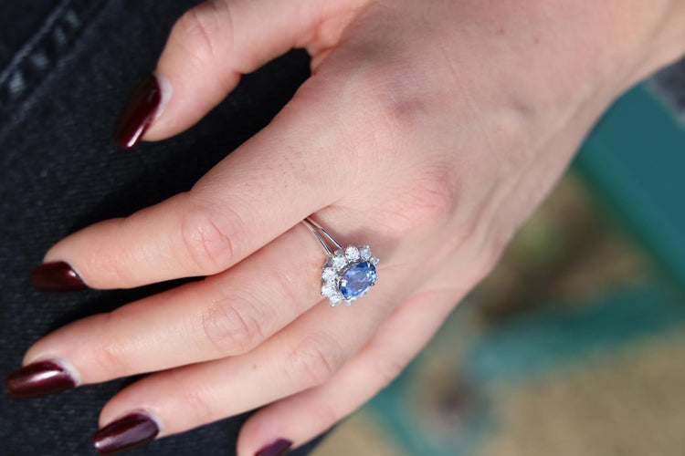 Bague 55 Bague Marguerite Or blanc Saphir 58 Facettes 1692972CN