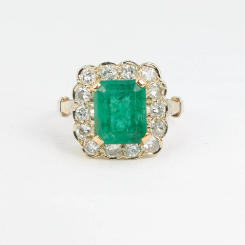 Bague Bague marguerite émeraude, diamants 58 Facettes 381