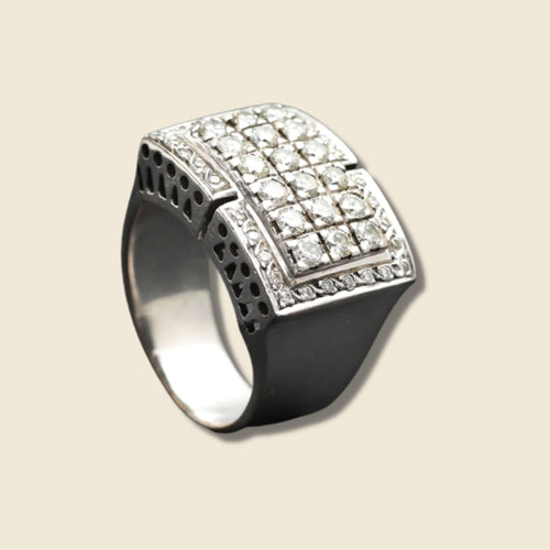 Bague Bague Tank Art Déco, or gris et diamants "Alta Luna" 58 Facettes 2388