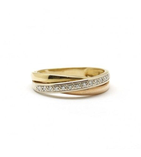 Bague 55 / Jaune. blanc et rose / Or 750 Bague Ors et Diamants 58 Facettes R200056