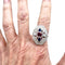 Bague 57.5 Bague de style Art Déco en platine 950 avec saphirs et rubis 58 Facettes Q11B