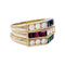 Bague 50 Ensemble de 3 bagues, or jaune, saphirs, rubis, émeraudes, diamants. 58 Facettes 32922