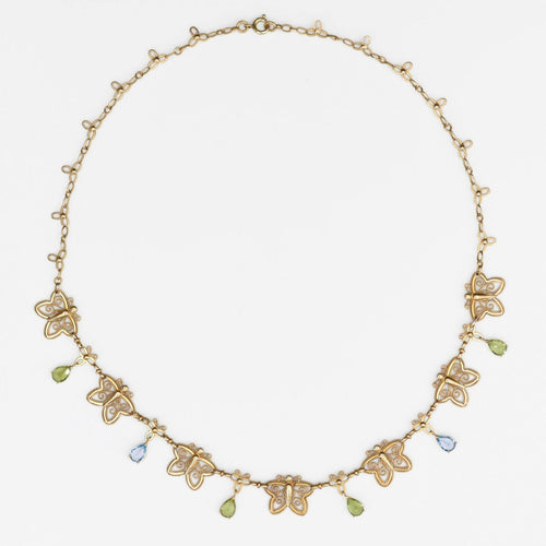 Collier Collier ancien papillons or topazes et péridots 58 Facettes 23-010
