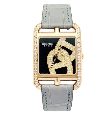 Montre Montre Hermès, "Cape Cod Chaîne d'Ancre Joaillier", or rose, cuir. 58 Facettes 31676