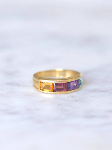Bague jonc pierres arc en ciel en or 58 Facettes