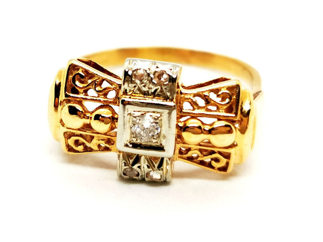 Bague 51 Bague Art déco Or jaune Diamant 58 Facettes 1512559CN