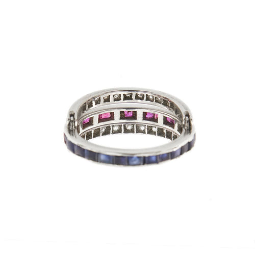Bague 55 Bague Art Déco avec saphirs, rubis et diamants 58 Facettes 28944