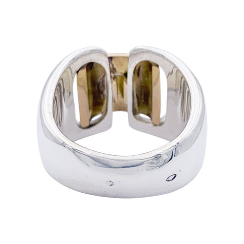 Bague 49 Bague Hermès, "Bakuba", or jaune, argent. 58 Facettes 32721