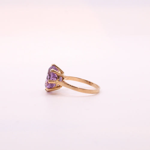 Bague Bague Or jaune améthyste ronde 58 Facettes