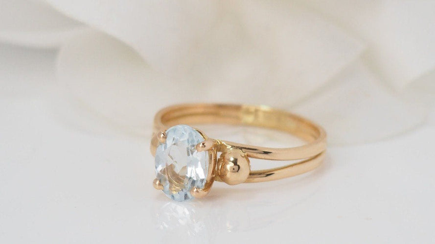 Bague 54 Bague en Or Jaune & Aigue Marine 58 Facettes 31667