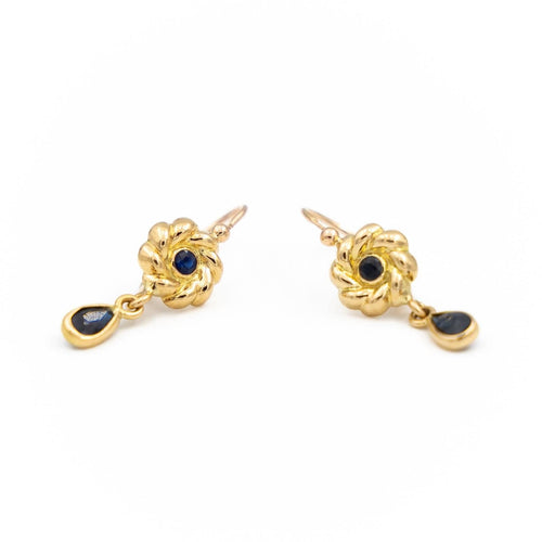 Boucles d'oreilles Boucles d'oreilles dormeuses Or jaune Saphir 58 Facettes 1883903CN