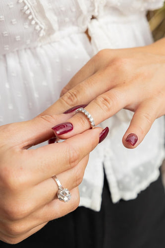 Bague 46 Bague Demi alliance Or blanc Diamant 58 Facettes 2107266CN