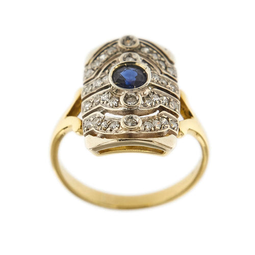 Bague 56 Bague rectangulaire Saphir Diamants 58 Facettes 29610