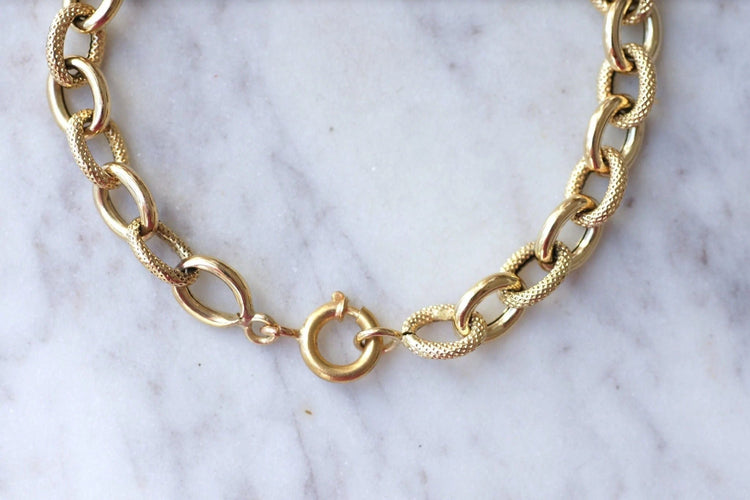 Bracelet Bracelet or jaune maille forçat alternée 58 Facettes