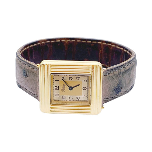 Montre Montre Poiray, Ma Première, en or jaune, bracelet cuir interchangeable. 58 Facettes 32581