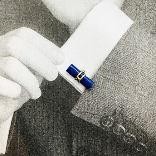 Boutons de manchette Boutons de manchette bâtonnets en or jaune et lapis lazuli. 58 Facettes 31046