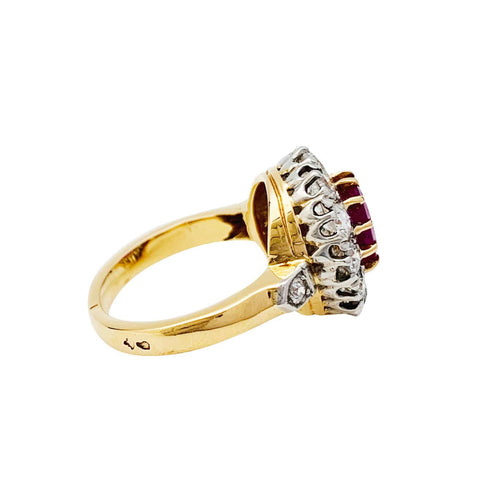 Bague 49 Bague Pompadour or jaune et platine, rubis Birman, diamants. 58 Facettes 30770