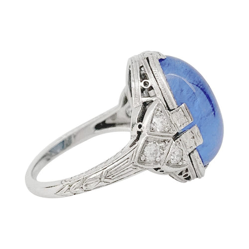 Bague 52 Bague Art Déco en platine, or blanc, saphir 9,6 cts, diamants. 58 Facettes 31595