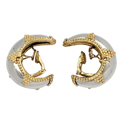 Boucles d'oreilles Clips d'oreilles A.Reza or blanc et jaune. 58 Facettes 30724