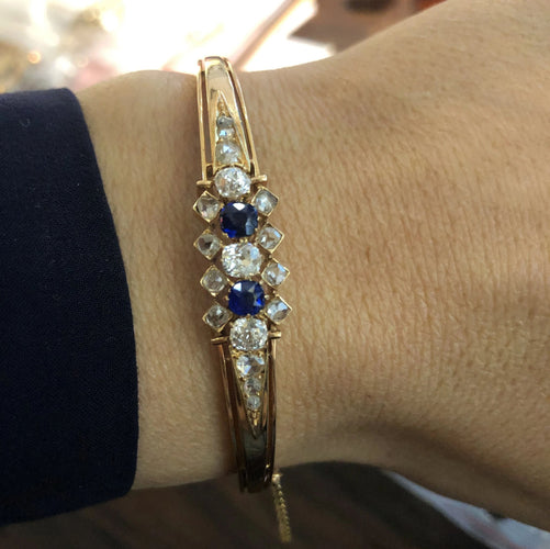 Bracelet Bracelet or rose saphirs et diamants 58 Facettes
