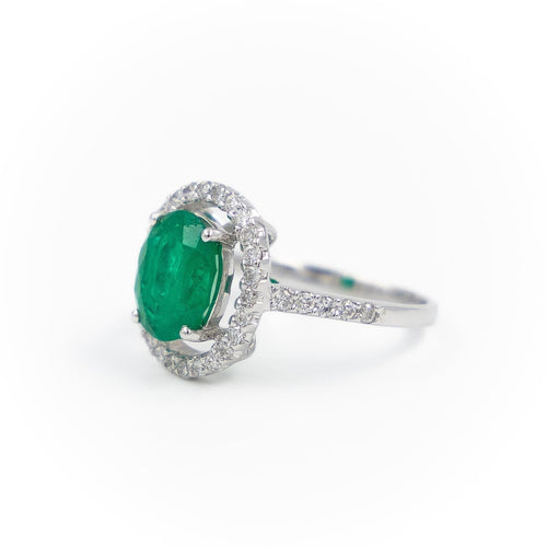 Bague 53 Bague Pompadour Or blanc Emeraude 58 Facettes 2150305CN