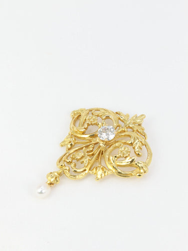 Pendentif Pendentif Art Nouveau diamant & perle 58 Facettes 710