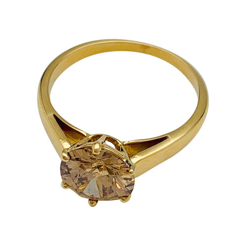 Bague 54 Solitaire or jaune, diamant brun 1,91 cts. 58 Facettes 31293